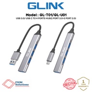 GLINK USB 3.0 / Type-C to 4-Port USB Hub – 1x USB 3.0 + 3x USB 2.0