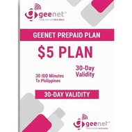 Geenet Prepaid $5 Plan – 30 IDD Minutes to Philippines | 30-Day Validity