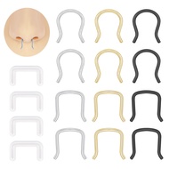1-2pcs 14G/16G/20G Stainless Steel U-Shaped Nose Septum Hanger Retainer Nose Ring Clear Flexible Hid