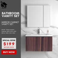 60CM. Bathroom Basin Vanity Set / PVC Basin Cabinet with LED Mirror Cabinet