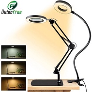 USB Foldable Magnifying Glass with 5x 30x Magnifier Glass Swing Arm Dimmable Illuminated Magnifier L