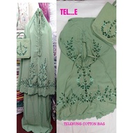Telekung Travel Sulam Bunga Cotton FREE BAG
