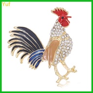 Yuf Sophisticated Rooster Crystal Brooch Multicolor Alloy Animal Pin Distinctive Accessory Perfect f