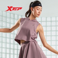 Xtep Women's Sports Vest New Loose Hooded Short Sleeve Sports Yoga Sports Vest 877228090093