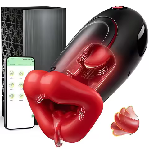 Male Masturbator Automatic Sucking Vibrator APP Control Squeezable Deep Throat Mouth Blowjob Vibrato