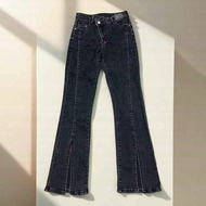 Diagonal flared jeans, size S, light stretch fabric (E66-72 Thigh27 D98)