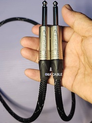 สายสัญญาณP.PHONE+P.PHONEขาวดำสายแจ็คกีตาร์สายไมค์ลอย(ปลอกไนลอนถักO&K CABLE) ปลัีกLIDGEสีเงินยาว1ม./2