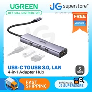 UGREEN 4-in-1 USB-C to USB 3.0 Ports 5Gbps 10/100/1000Mbs RJ45 LAN Ethernet Multiport Adapter Hub
