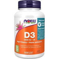 NOW Supplements, Vitamin D-3 2,500 IU,, Structural Support*, 500 Softgels