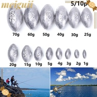 MEIGUII 5/10Pcs Fishing Lead Fall Split Round Shot Additional Weight Sinker