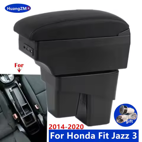 For Honda Jazz Armrest For Honda Fit Jazz 3 2014-2019 Car Armrest Box Car Storage Box Retrofit Acces