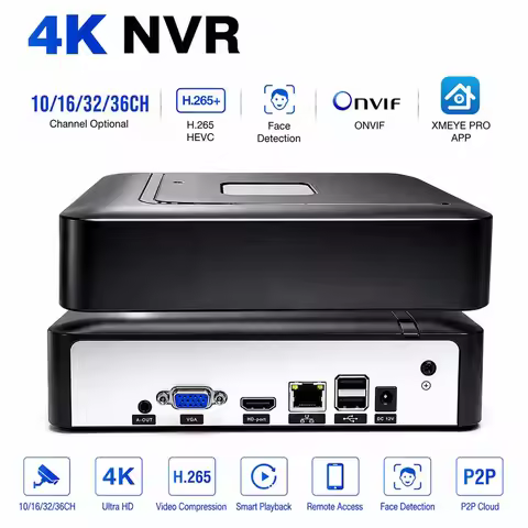 H.265 CCTV NVR Face Detection 10CH 16CH 32CH 36CH Max 4K Output Security Video Recorder Motion Detec