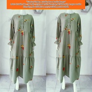 Gamis Syarla Crinkle Pom Bordir Bunga