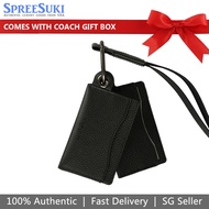 Coach Card case In Gift Box Id Card Lanyard Smooth Leather Black # 6712