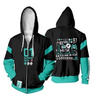 NEW Fashion Anime Women/Men's Hatsune Miku Sport Hoodies Graphic Printed Casual COSPLAY Costume Jacket Sweatshirts with Zipper