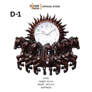7 Horse Wall Hanging Fiber Showpiece With Clock | Home & Office Wall Decor Panel | Home Decor | 7 Ru