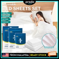 PRADO Travel Disposable Bed Sheets Set Hotel Pillow Cover Quilt Cover One Time Use Bedsheet Sarung B