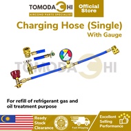 TOMODACHI Car Aircond Gas DIY Refill Charging Hose Single With Gauge | Refrigerant Topup Charging Ho