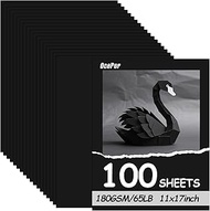 OcePor 100 Sheets Black Cardstock 11” x 17”, 65lb/180gsm Black Card Stock, Thick Card Stock Paper, H
