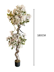 Pokok Bunga Kertas Bonsai Putih Hiasan / Premium Artificial Bougainvillea White Bonsai tree Flower D