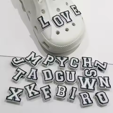 1Pcs Cartoon English Alphabet A-Z Letters PVC 3D Shoe Charms Garden Shoes Accessories Decoration Fit