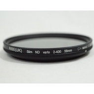 Rise Slim ND Vario 58mm Variable Adjustable Filter ND2 - ND400 58 mm