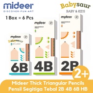 Mideer Thick Triangular Pencil 2B 4B 6B Stationery Wooden Triangle Pencil Thick Kumon Pencil Age 2+ 