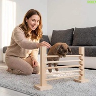 ROBEN Rabbit Jump Bar, Adjustable Height Wood Rabbit Exercise Obstacle, Rabbit Hurdle Pole Bite Resi