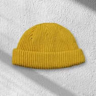 SHORT BEANIE YELLOW BEANIE HAT/ ADULT BEANIE/ PLAIN BEANIE/