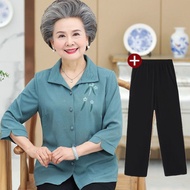 Middle-aged Elderly Women Spring Clothes Grandma Shirts Women Mother Tops Elderly Clothes Lady Shirt Suits