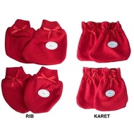 MERAH [TOMS] MIYO (1set) STK RED Gloves + Feet | Newborn baby socks | Baby Mittens & Booties | Newbo