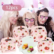 [Menolana] 12x Strawberry Party Favor Boxes 6.3x3.74x3.74inch Fruit Candy Box for Anniversary Gradua