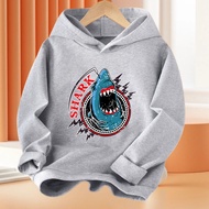 Children's Sea Shark Print Hoodies Baby Boy Cartoon Anime Hoodie Cotton Top Kids Spring And Autumn Thin Basic Coat For Birthday