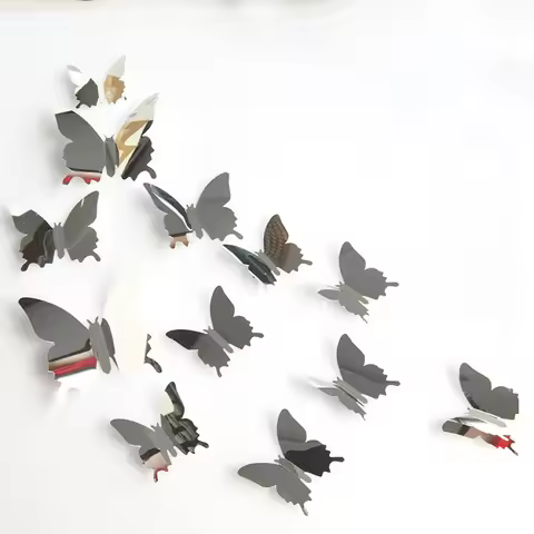12Pcs/lot 3D Butterfly Mirror Wall Sticker Decal Wall Art Removable Wedding Decoration Kids Room Dec