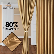 【 LANGSIR RAYA 𝟐𝟎𝟐𝟒 】Ready Made Curtain !!! Siap Jahit Langsir Warna GOLDEN Polyester Satin 80% Blackout Kain Tebal Curtain - (Free Hook &amp; Ring) #Sliding Door #Window Panel #Pintu Bilik