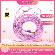 XINHS-62 8 Core 6N OCC Rainbow PINK Cable 3.5/2.5/4.4mm PLUG with MMCX/0.78mm/ QDC/TFZ for CIEM VX Z