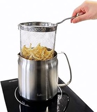 Saltlas Deep Fryer Pot with Basket and Oil Strainer, 304 Stainless Steel Deep Frying Pot for French 