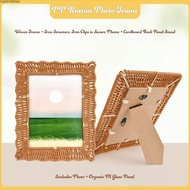 CLEIGHTEEN8H Rattan Photo Frames, PP Woven Vintage Wicker Photo Frames, Boho Style 4x6 Inch Rustic C