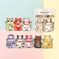 Maneki Neko Sticker Pack | Set of 8 waterproof, fortune cat stickers
