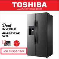 TOSHIBA 573L Side By Side Inverter Fridge Refrigerator with Auto Ice Maker &amp; Water Dispenser GR-RS637WE-PMY