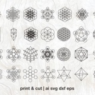 數碼 神聖幾何 svg 包，20 個神聖符號，幾何曼陀羅，svg ai eps dxf
