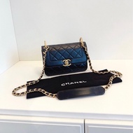【98新🆕】Chanel 黑金雙金環CF戴妃包 牛皮方胖子鏈條口蓋包 小號 斜挎包 單肩包