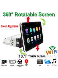 วิทยุสเตอริโอในรถยนต์ Android 1 Din พร้อม Carplay และ Android Auto, หน้าจอสัมผัสขนาด 10 นิ้ว หมุนได้