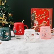 Amazon popular Christmas gift mug gift box with lid and spoon ceramic Christmas mug gifts