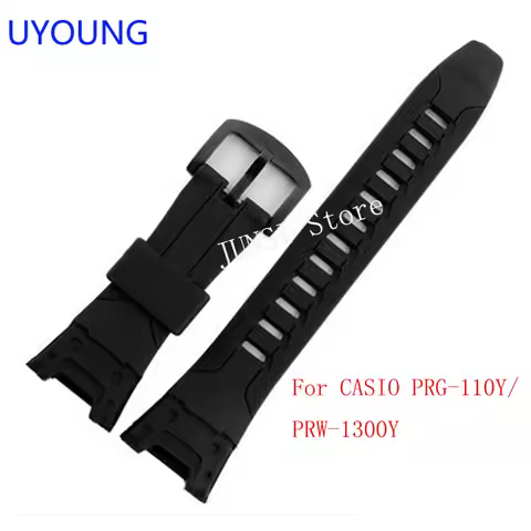 UYOUNG Watchband For Casio PRG-110Y/PRW-1300Y Watch bands Black Silicone Rubber Strap For men Bracel
