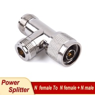 N Type Female to N Female + N Male Triple Tee Connector N Type Coax Adapter T Shape 3 Ways Splitter for Booster / Extension Cable / Antenna