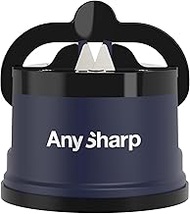 AnySharp Knife Sharpener, Handsfree Safety, PowerGrip Suction, Safe Sharpening of All Kitchen Knives, Ideal for Hardened Steel &amp; Cartel, Compact, Marine