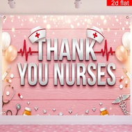 3D Text Pink Wood Thank You Nurses Backdrop 230x180cm Nurse Week Appreciation Banner