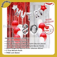 BALONACIO Happy Birthday Decoration Package Indonesian Independence Day/ August 17th/