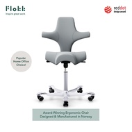 HAG Capisco 8106 - Ergonomic Office Chair by Flokk - Silver Metal Colour Fabric - 10 Year Warranty